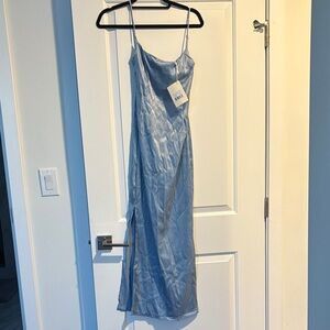 Peppermayo Light Blue Satin Maxi Dress